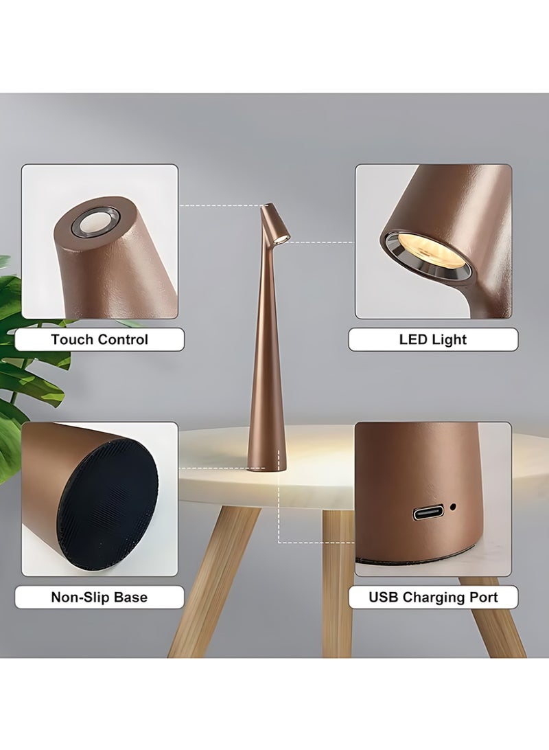 كلافون مصباح طاولة LED محمول، مصباح طاولة يعمل باللمس، تصميم عصري، مصباح LED قابل لإعادة الشحن، مناسب لديكور المنزل (لون قهوة رملي) - Image 5